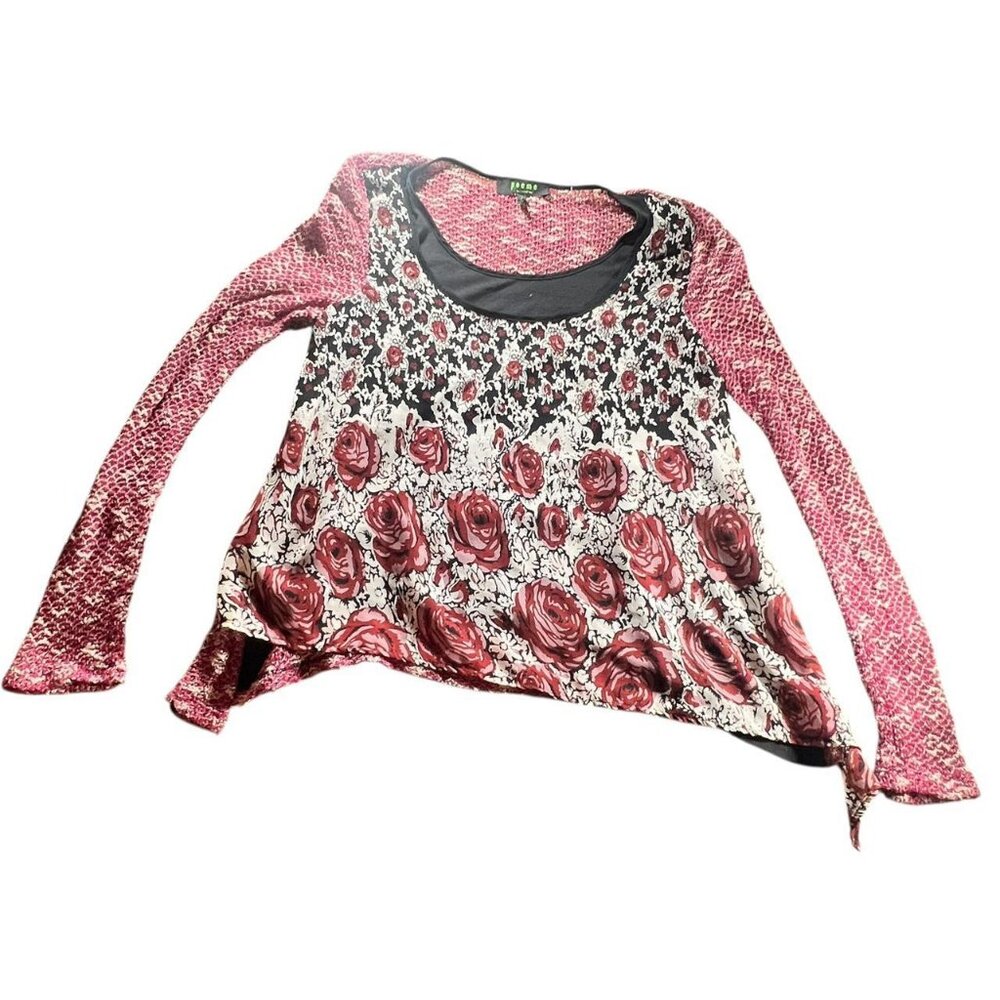 Poeme Floral Rose Print Asymmetrical Top